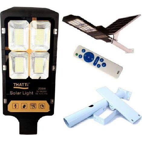FARO 120W LAMPIONE 252 LED SMD CON PANNELLO SOLARE CREPUSCOLARE IP66 TELECOMANDO (1/5)