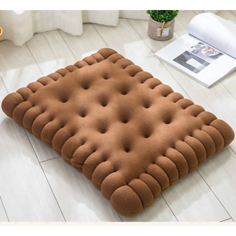 Coussin de Chaise Épais Moelleux Élastique Forme Biscuit Peluche pour Bureau Salle à Manger Canapé Marron 40x45cm (1/3)