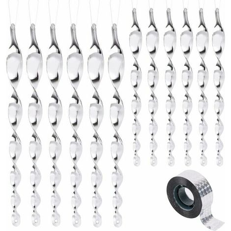 12er-Pack Vogelabwehrmittel mit 80 m Reflektorband, 30 cm 360-Grad-Vogelscheuchen, ideal, um Vögel von Balkonen und Obstbäumen fernzuhalten (1/4)