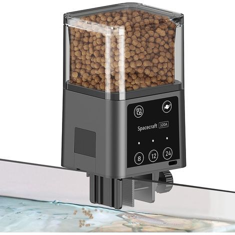 Applicable Distributeur automatique de nourriture pour poissons d'aquarium avec trois modes d'alimentation programmés, 320 ml pour l'alimentation des aquariums en vacances, alimentation de précision (1/5)