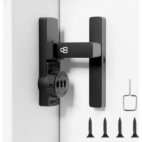 Verrou Porte Coulissante Lumineux,90°Serrure Porte Coulissante en Alliage Zinc,90 Degrés Verrou Porte Interieure avec Verrouillage,Antivol Serrure Porte Interieure pour Cuisine/Chambre/Salle de Bain (1/5)
