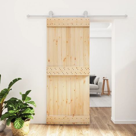 Puerta corredera con herrajes madera maciza de pino 85x210 cm vidaXL (1/5)