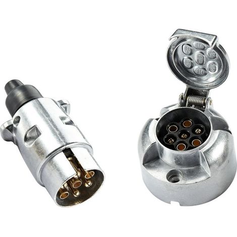 Keyoung Prise remorque 7 broches étanche 12V Alliage aluminium Connecteur pour camion, caravane, bateau Installation facile (1/5)