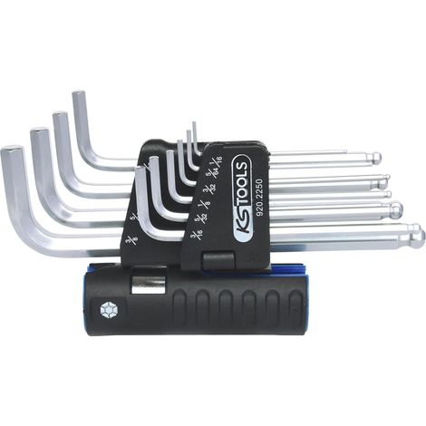 Serie di chiavi maschio esagonali piegate a testa sferica 3in1,10pz.5/64"-9/16" (1/2)