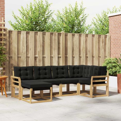 vidaXL Outdoor Sofa Set with Cushion 6 pcs White and Black (1/5)