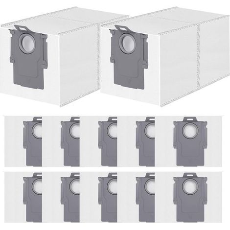 Lot de 12 sacs d’aspirateur 3 L grande capacité compatibles Roborock Q Revo, S8 MaxV Ultra, Saros 10R et séries compatibles (1/2)