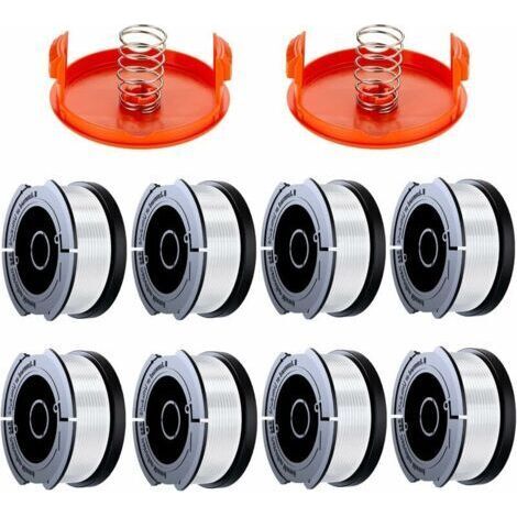 10 Pack Bobine Fil Coupe Bordure Compatible avec Black et Decker Coupe Bordures, A6481 A6485 1.65mm Bobine de Fil Debroussailleuse(8 Fil Coupe Bordure,2 Couvercle,2 Ressort) (1/5)