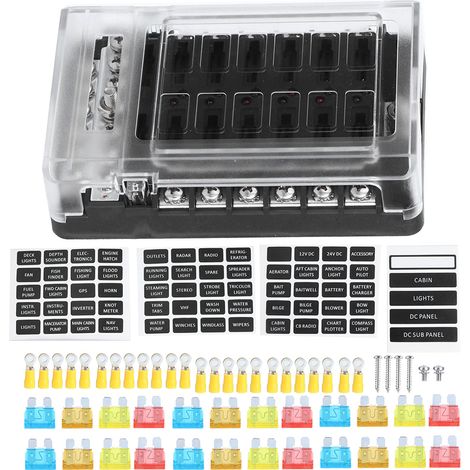 12 voies boîte fusible lame ATO ATC bloc porte-fusible étanche couvercle avec indicateur pour voiture camion marin bus camping-car fourgon (1/5)