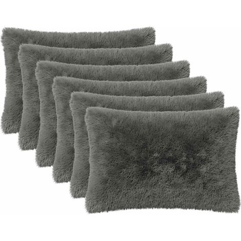 Housse de coussin 6 pcs HEERLEN Gris clair 50 x 75 cm Fleece PV vidaXL
