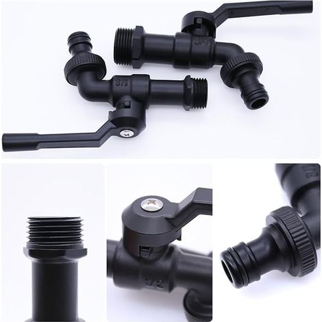 Robinet de jardin laiton 3/4" - 20 °C - 120 °C - raccords tuyau - Noir