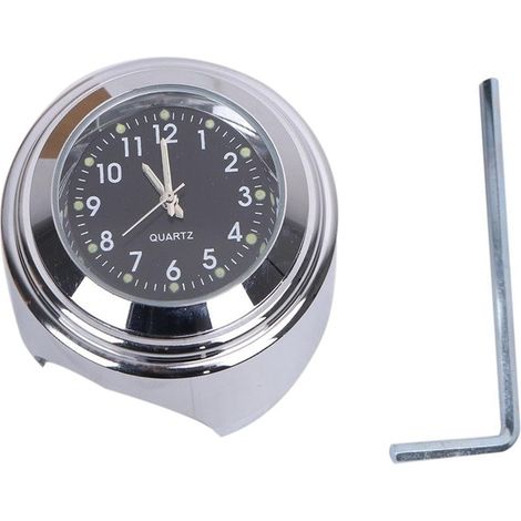 Horloge de guidon chromée 7/8" pour motos Yamaha, Suzuki et Kawasaki, cadran noir (1/4)
