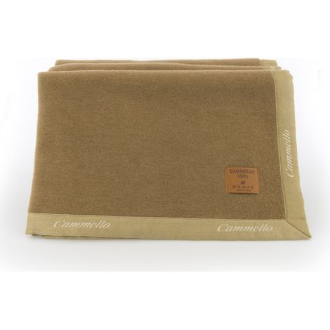 Coperta Invernale In 100% Pura Lana Di Cammello, misuraMatrimonialecoloreCammello (1/2)