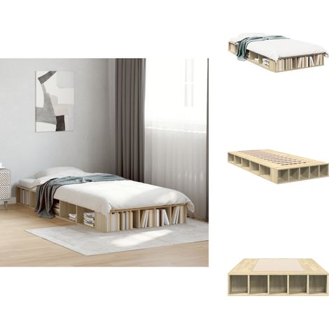 Cadre de lit sans matelas chêne sonoma 90x190 cm - Cadre De Lit - Lit Simple - Lit Enfant - Meuble Chambre - Bois D'ingénierie (1/5)