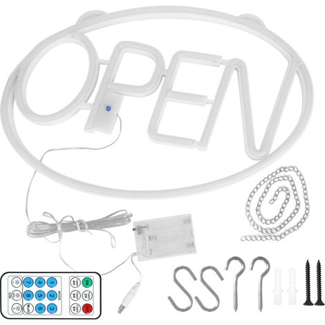 Enseigne lumineuse néon LED ouverte, suspension vitrine avec télécommande, décoration de Noël (1/5)