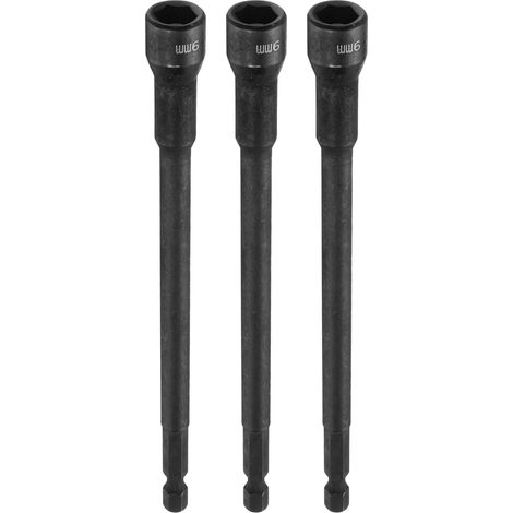 3Pcs Douille Visseuse A Choc 9mm douille à 6 pans L 5,91" (150mm) (1/5)