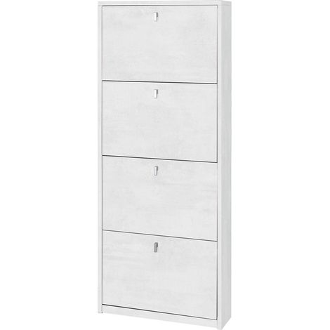 Scarpiera 4 Ante 63x154x18 cm Ossido Bianco (1/2)