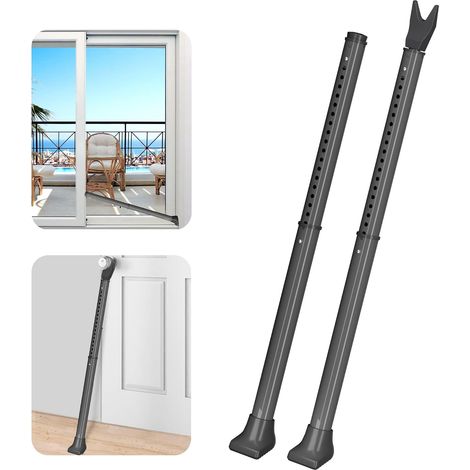 Securite porte d'entrée, Blanc Barre de Securite Porte Entree, Bloque Porte Coulissante, Poignee Porte Entree, Bloque Poignee de Porte, Barre de Sécurité de Porte (1/5)