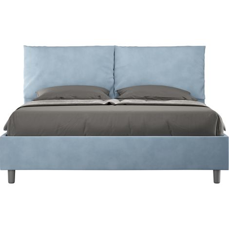 Letto imbottito Matrimoniale 160x190 cm Antea Tipologia della rete: Con rete - Materiale Ityhome: Microfibra - Colori Ityhome: Azzurro (1/4)