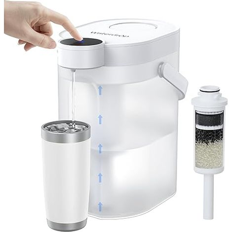 Carafe Filtrante Électrique, Distributeur de Filtre à Eau Instantané 4L pour Réfrigérateur, Réduit Chlore, Plomb, Cuivre, Purifie, Blanc (Filtre: WD-EWFS) (1/5)