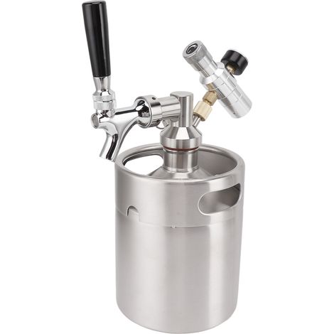 Mini fût de bière 2L 150PSI portable en acier inoxydable pressurisé, système de tirage à pression pour bière maison. (1/5)
