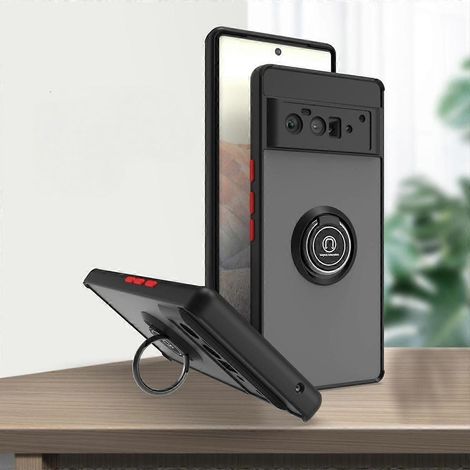 Coque pour Pixel 6 Pro, Google Pixel 6 Pro, support annulaire Androgate résistant aux chutes jusqu'à 4,5 m, antichoc, noire (1/5)