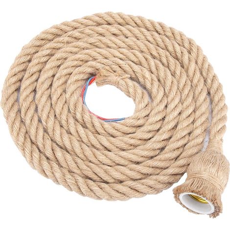 E27 Vintage Chanvre Corde Plafonnier Base Pendentif Lampe Ampoule Titulaire 85-265V,1,5 m 1 tête (1/5)