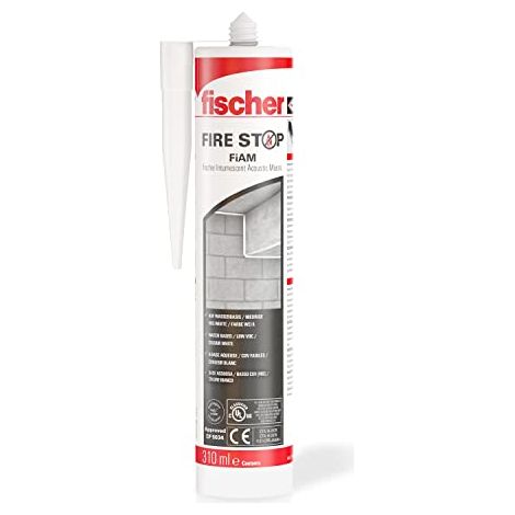 Fischer Sigillante Acrilico Intumescente FireStop FiAM 310 Bianco, Protezione al Fuoco, Isolamento Acustico, Elastico per Calcestruzzo, Legno, Cartongesso, Muratura, Uso Interno, 53011 (1/4)