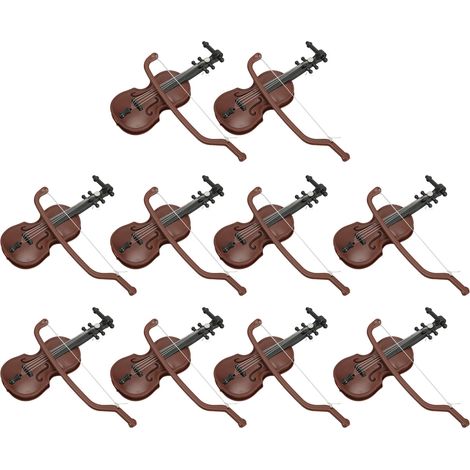 10 Sets Puppenhaus-Geigen, niedlicher Stil, lebendiges, attraktives Kunststoffmaterial, kleine Miniatur-Geigen für Fotorequisiten (1/5)