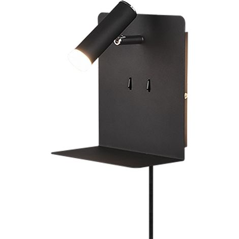 Applique Parete Retro Illuminata Spot Ricarica Usb Nera Element GD Trio (1/5)
