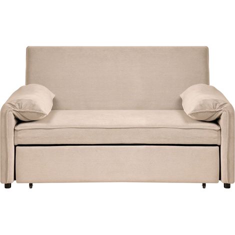 Sofa Bed Light Brown Fabric with Fold Out Sleeping Function Minimalist Sofa HORMA (1/5)