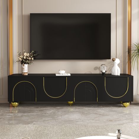 TV Möbel Lowboard aufbewahrung 170 cm Schwarz OKMYHOME (1/5)