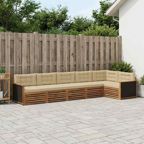 vidaXL Outdoor-Sofagarnitur 6 pcs Natur und Beige 406 x 168,5 x 73 cm (1/5)
