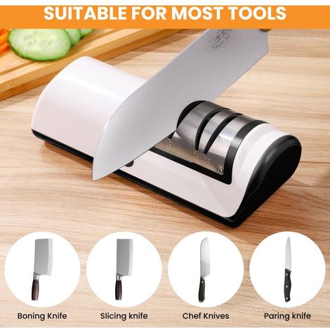Aiguiseur de couteaux électrique professionnel en 2 étapes, noir, aiguiseur de couteaux pour une large gamme de couteaux de cuisine avec fonctions d'affûtage et de polissage rapides pour une utilisati (1/5)
