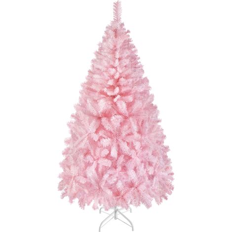 Homevive Árbol de Navidad Artificial frondoso de 183 cm, Efecto Realista, con Soporte de Metal, Plegable, portátil, decoración navideña para casa, Tienda, Color Rosa