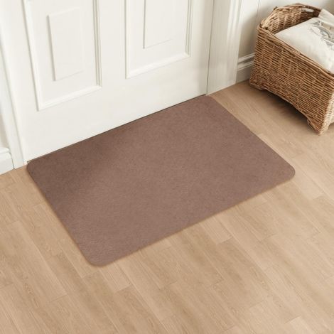 Tapis d'entrée super fin, absorbant, antidérapant, résistant, pour intérieur, cuisine, terrasse, porte de maison, marron (1/5)