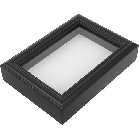 Cadre Vitrine en Bois Foncé 15 Cm pour Exposition D’insectes, Boîte D’exposition Transparente en Verre Cristallin, Support Multi-niveaux pour Collection de Spécimens (1/5)