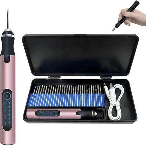 Stylo Graveur - Graveur Electrique Portable Professionnel, Précision Maximale pour Métal, Bois, Verre, Plastique,XU, USB Rechargeable, Idéal DIY et Création (Or rose)-KZQ (1/4)