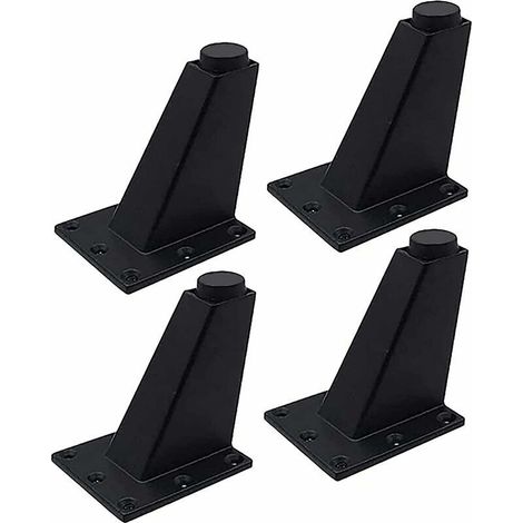 Pieds de meuble de rechange réglables en alliage d'aluminium - Pieds en métal noir - Pieds de meubles en métal pour pieds de table de canapé-lit Pieds d'armoire Pieds de table (8 cm Noir) 4 pcs (1/5)