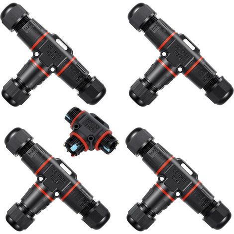 4 pièces Connecteur Etanche, Connecteurs de câble étanches 3 fils, pour diamètre de câble Ø3-12 mm, Connecteurs IP68 Raccord Electrique Etanche, Forme de T (1/5)