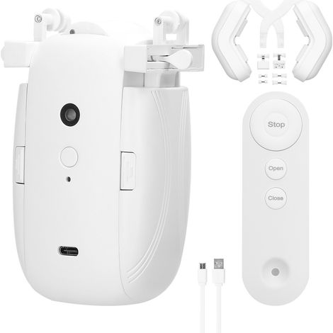 Ouvre-rideau Automatique Intelligent, Moteur de Rideau Intelligent 3 en 1, Ouvre-rideau électrique sans Câblage avec Télécommande pour Rail I, Rail en U, Tige Romaine (1PC)