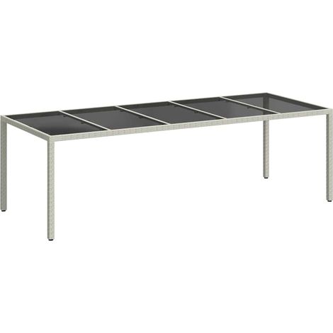 vidaXL Garden Table White 250x100x75 cm Poly Rattan and Tempered Glass