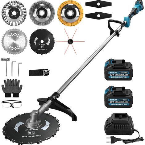 1380W Coupe Bordure Électrique Sans Balais Sans Fil 18800U/min Débroussailleuse avec 2x Batteris Compatible Makita 21V Longueur 168cm 7 Types Lames Étanche et Pratique pour Jardin Cours Ferme Pelouse (1/5)