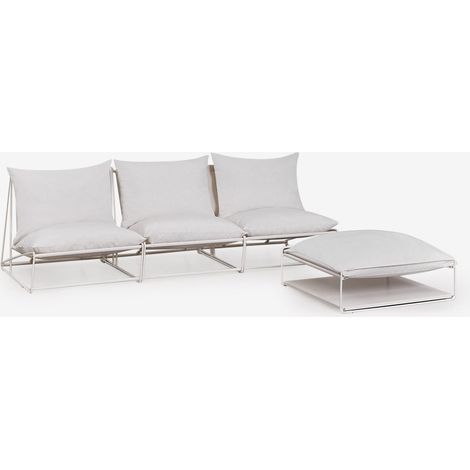 Canapé de jardin modulable 3 pièces Amaro et pouf convertible SKLUM Blanc Gardenia (1/5)
