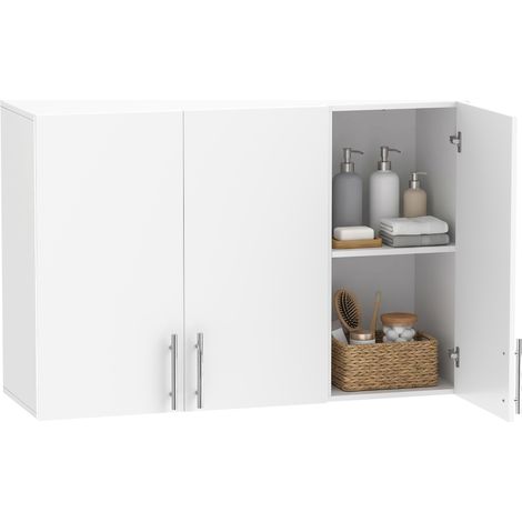 HOMCOM Bathroom Wall Cabinet with 3 Doors, Adjustable Shelf for Kitchen (1/5)