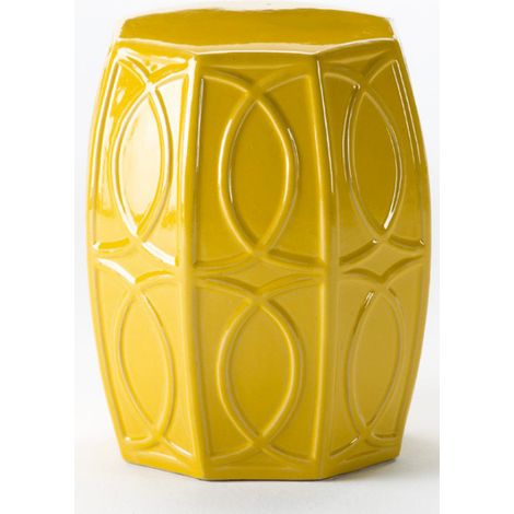 Tabouret bas rond céramique jaune 2 (1/2)