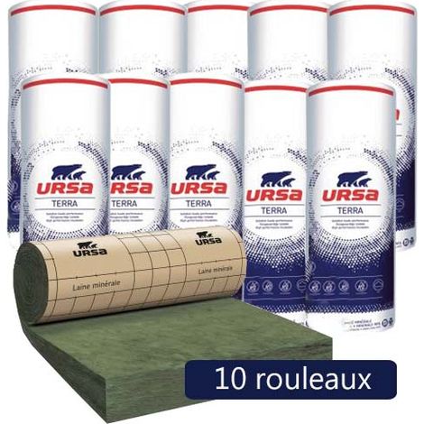 Ursa – Lot de 10 rouleaux laine de verre – Epaisseur 160mm – Longueur 5500mm – Largeur 1200mm – Valeur R 4.0 pour isolation thermique (1/4)