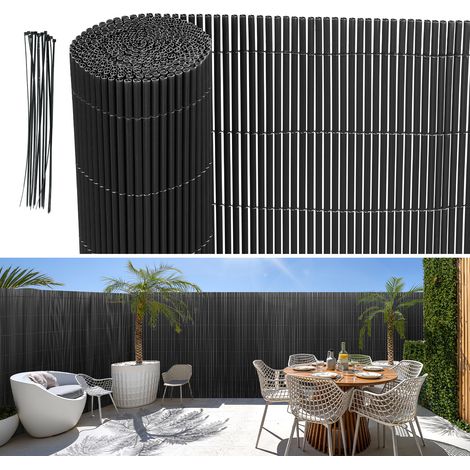 Wolketon 80x400cm Brise-Vue PVC Effet Bambou pour Jardin et Balcon – Clôture Occultante, Pare-Vent, Brise-Vue Balcon, Clôture de Jardin Gris