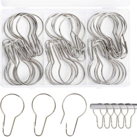 40 Pièces Anneaux de Rideau de Douche, Anneaux pour Rideaux, pour Salle de Bain, Salon, Chambre à Coucher (Argent) (1/5)