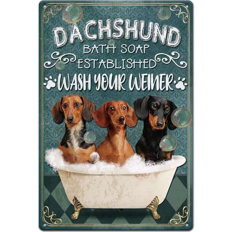 Plaque Metal Vintage Chien Dans La Baignoire En Tôle Plaque Murale Decorative Pour Salle De Bain Toilettage Café Panneau Decoratif Exterieur Metal 20x30cm (1/5)