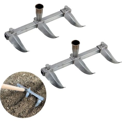 2 Pièce Râteau à Main Ergonomique - Outil de Jardinage en Métal Résistant - Pour Travail Précis du Sol - Désherbage (Sans Manche Inclus) (1/4)